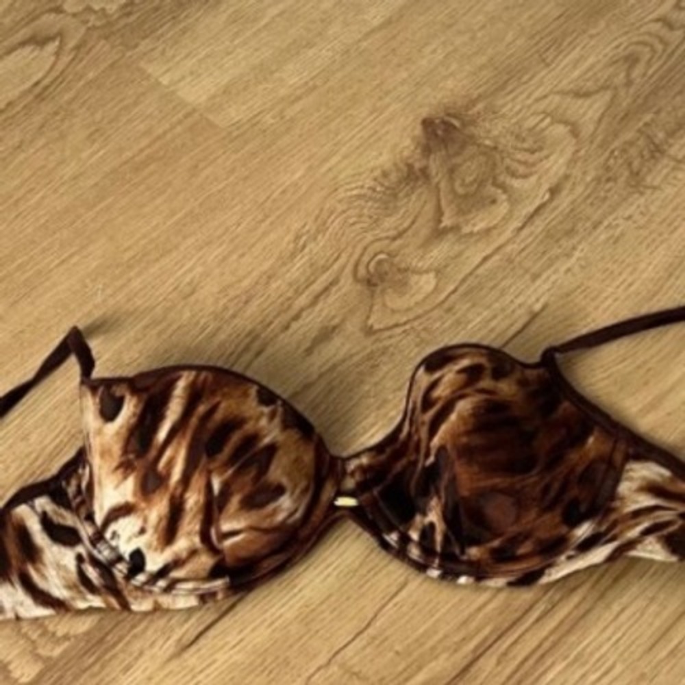 Victoria's Secret Silk Very Sexy Balconet Bra Animal Print Brown Tan 34C